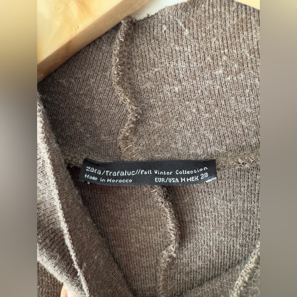 Zara Brown Raw Hem Mock Neck Sweater - Picture 4 of 4
